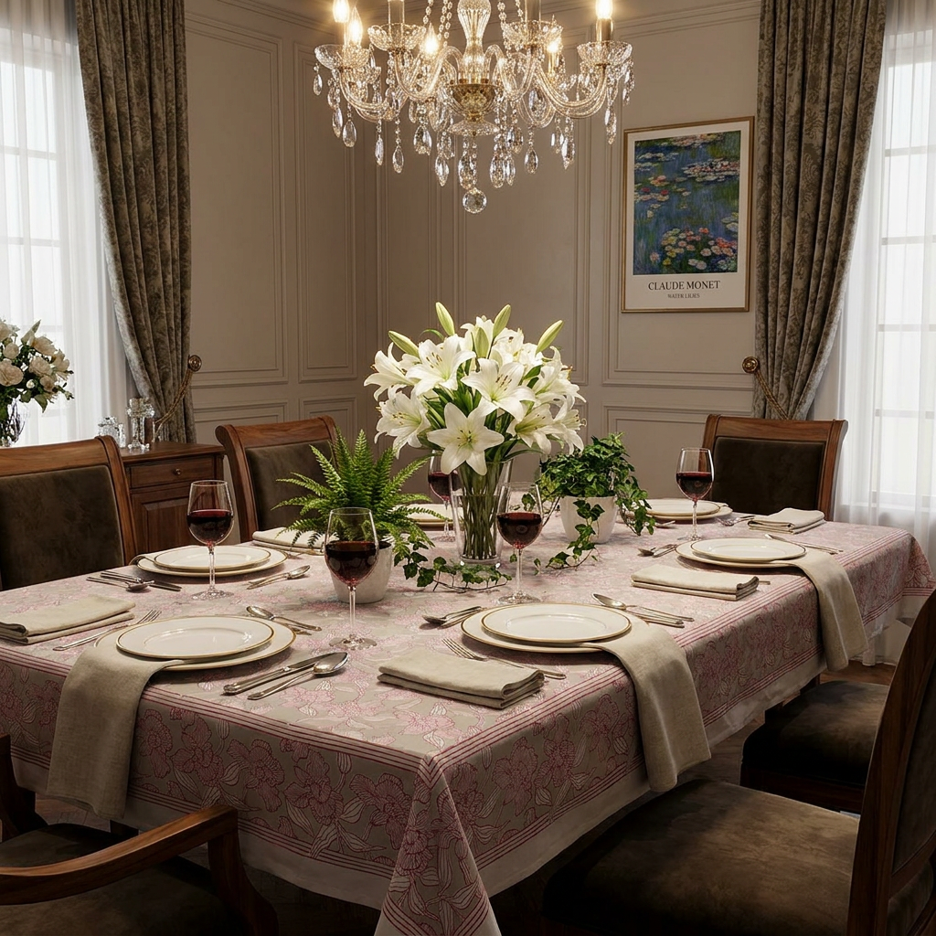 10 Seater Tablecloth 180x270 cms  | Orchid Beige 250503
