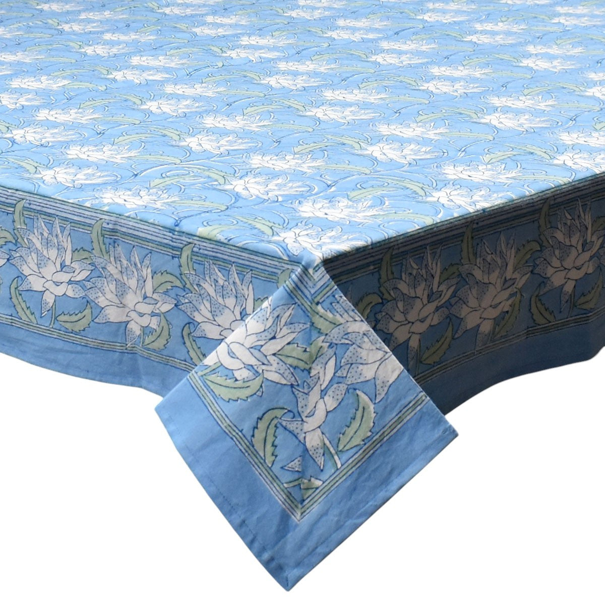 10 Seater Tablecloth 180x270 cms | Japan Lotus Blue Gud 202502
