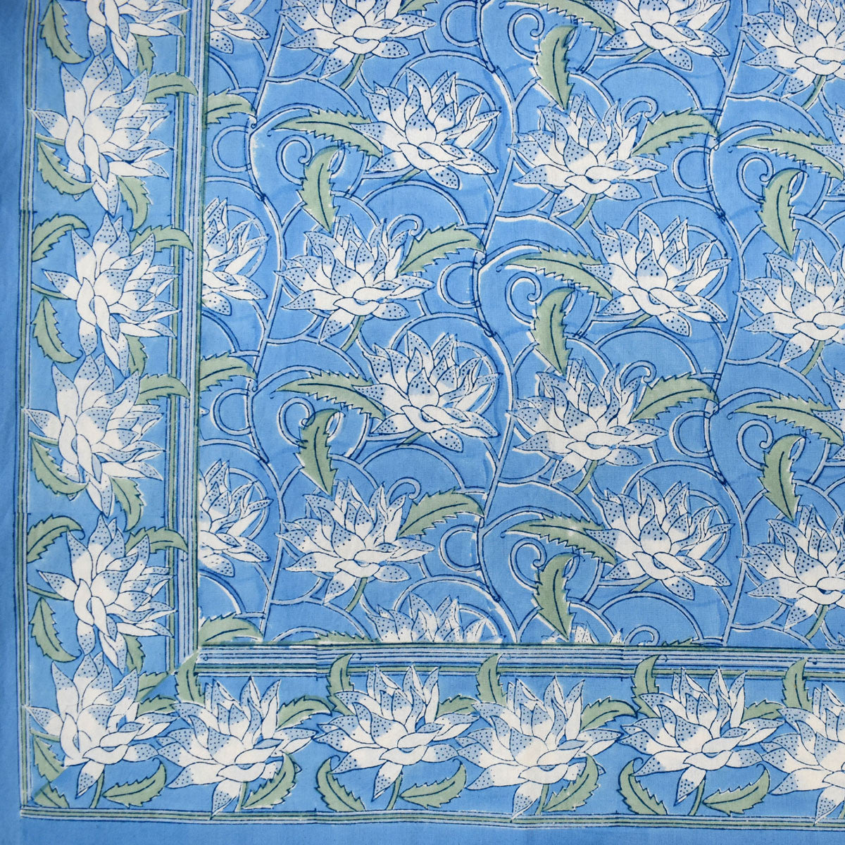 10 Seater Tablecloth 180x270 cms | Japan Lotus Blue Gud 202502