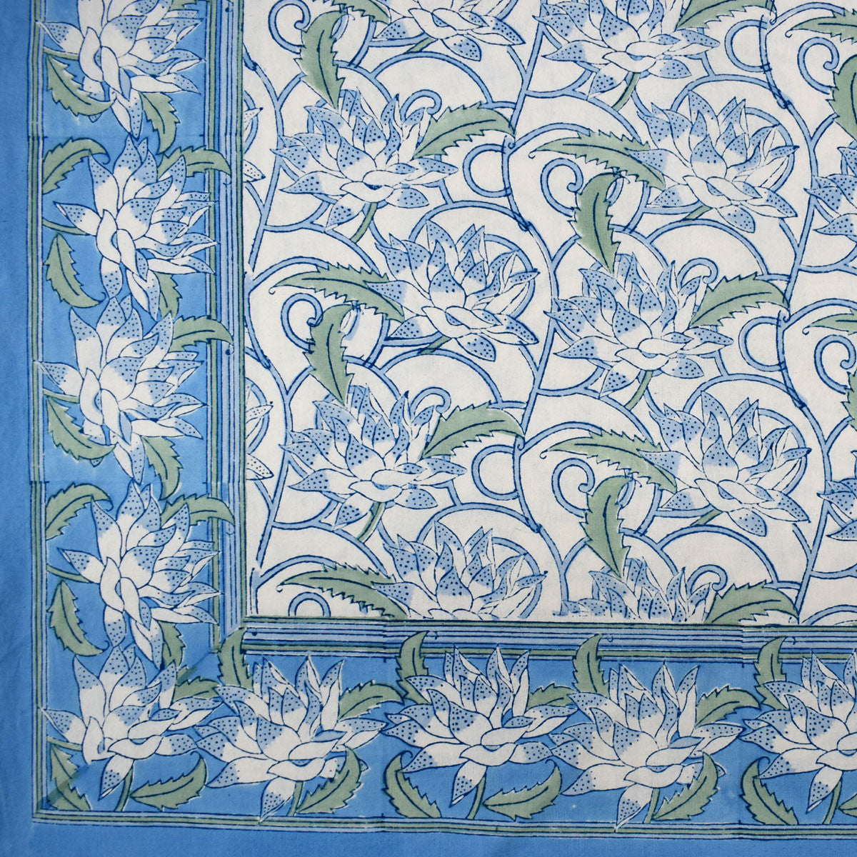 10 Seater Tablecloth 180x270 cms | Japan Lotus Blue Open 202506