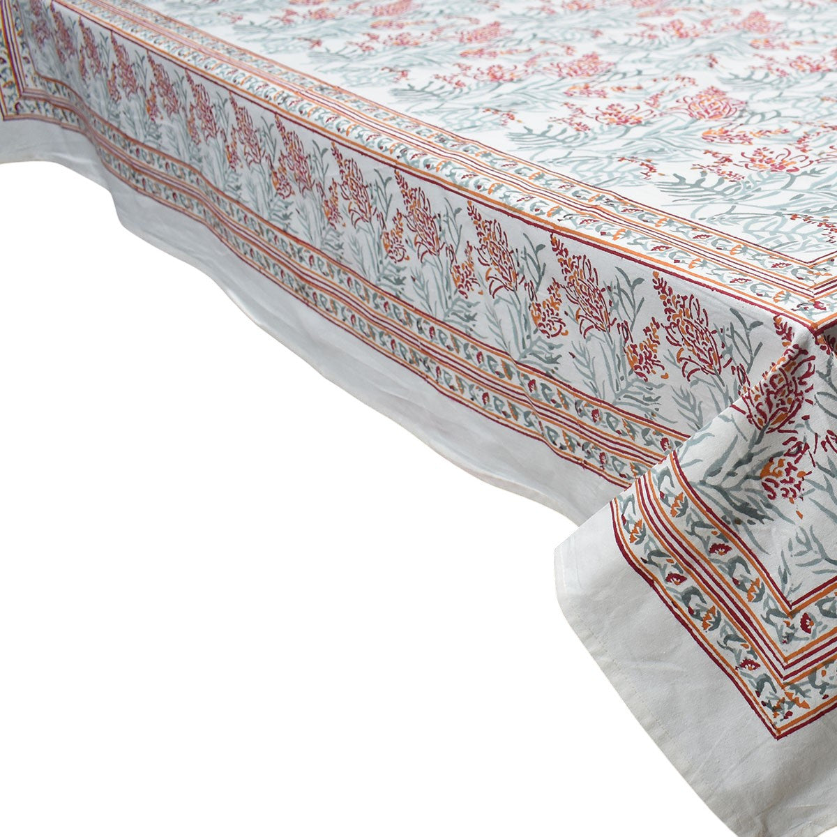 10 Seater Tablecloth 180x270 cms | Lilas Tango Lily 202508 Block Printed