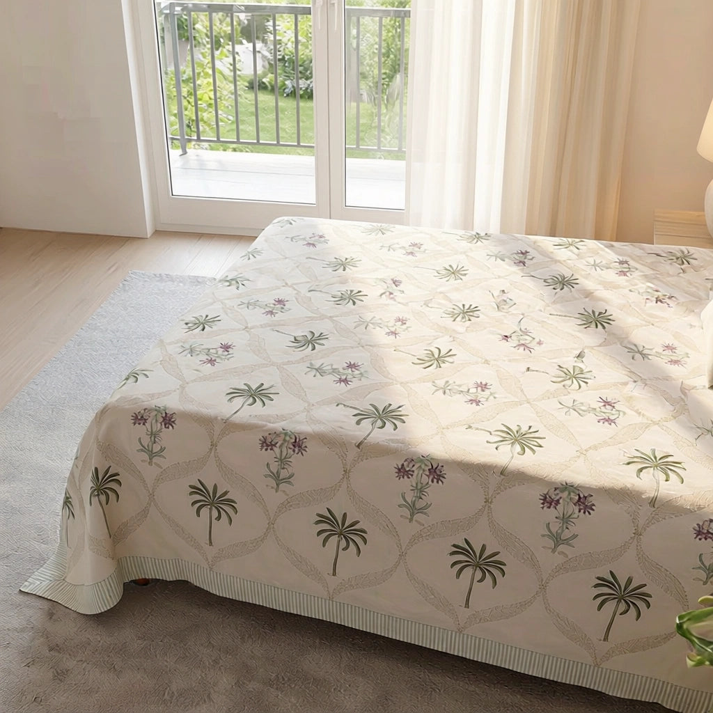 Floral Ethnic Print Bedspread with 2 Pillow Cases | 100869