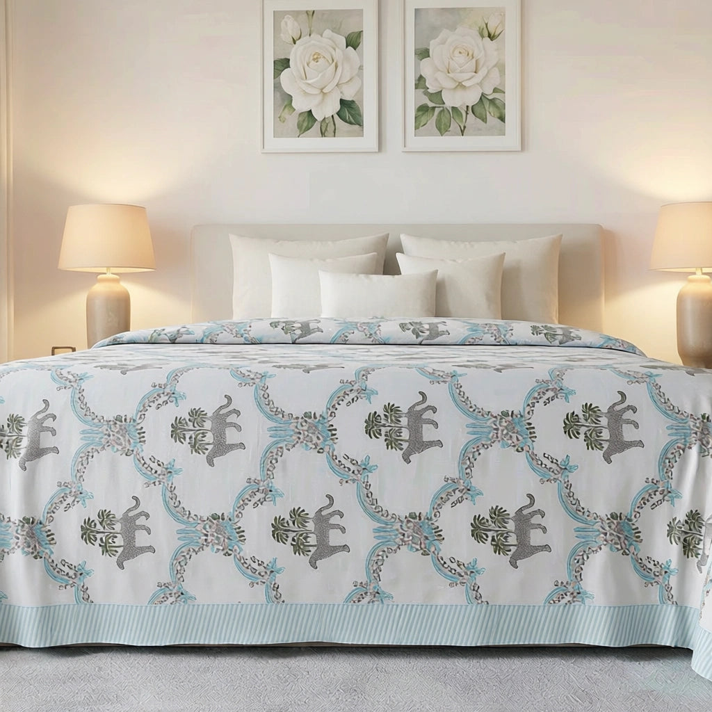 Cool Breathable Percale Bedspread with 2 Pillow Cases
