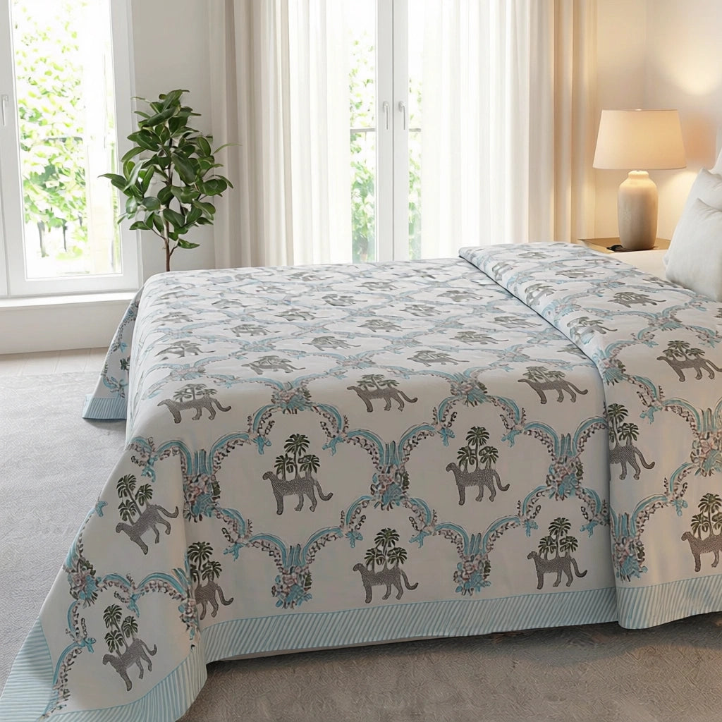 Cool Breathable Percale Bedspread with 2 Pillow Cases
