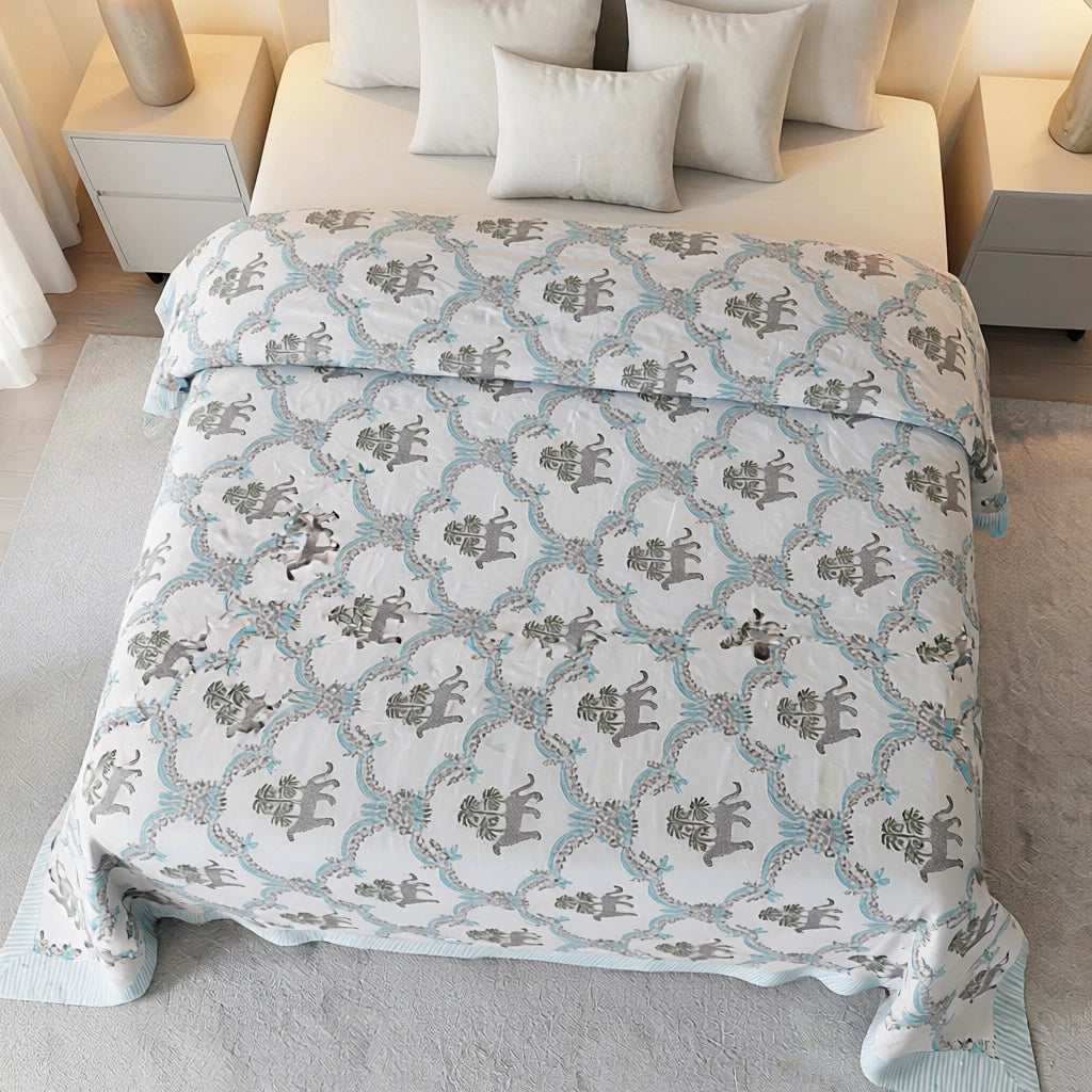 Cool Breathable Percale Bedspread with 2 Pillow Cases