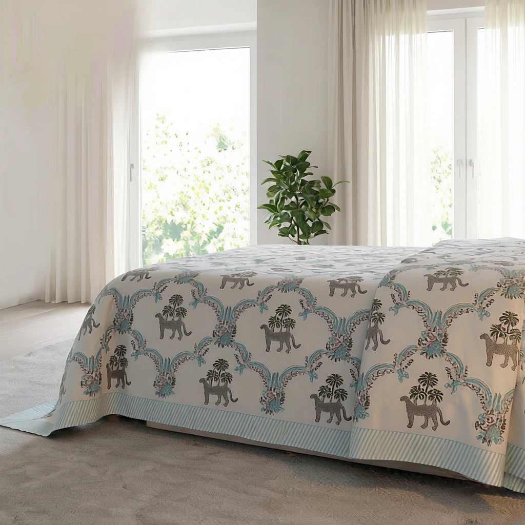 Cool Breathable Percale Bedspread with 2 Pillow Cases