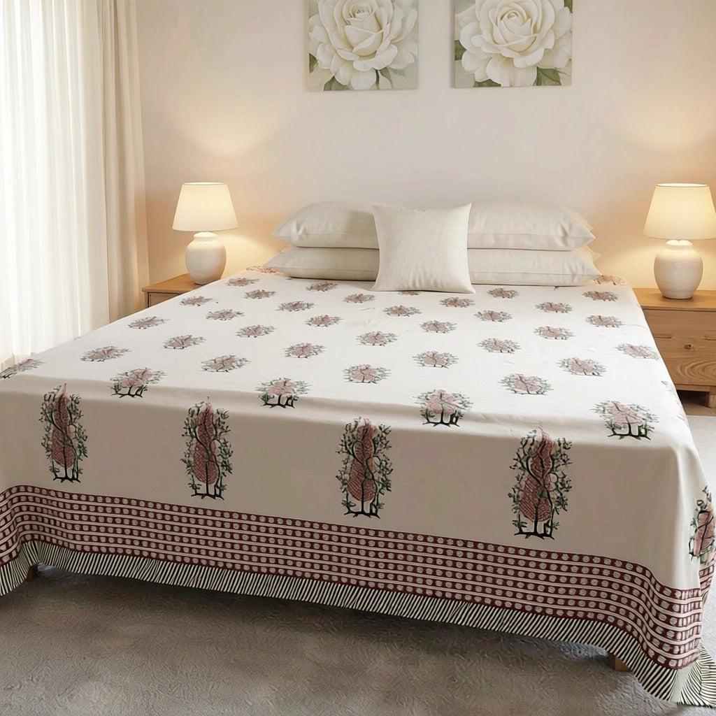 Exquisite Hand Block Print Bedcover