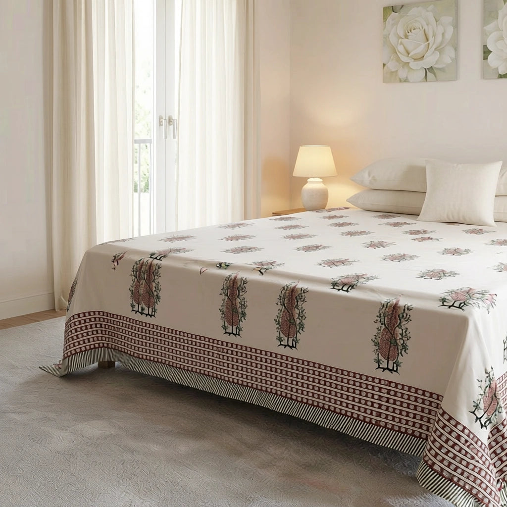 Exquisite Hand Block Print Bedcover