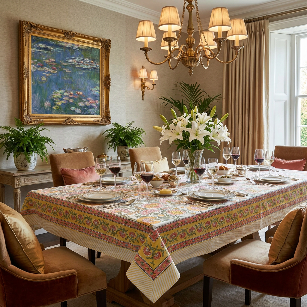 12 Seater Tablecloth ‚Äì 180x340 cms  | Reshma Sea Green Open 203253