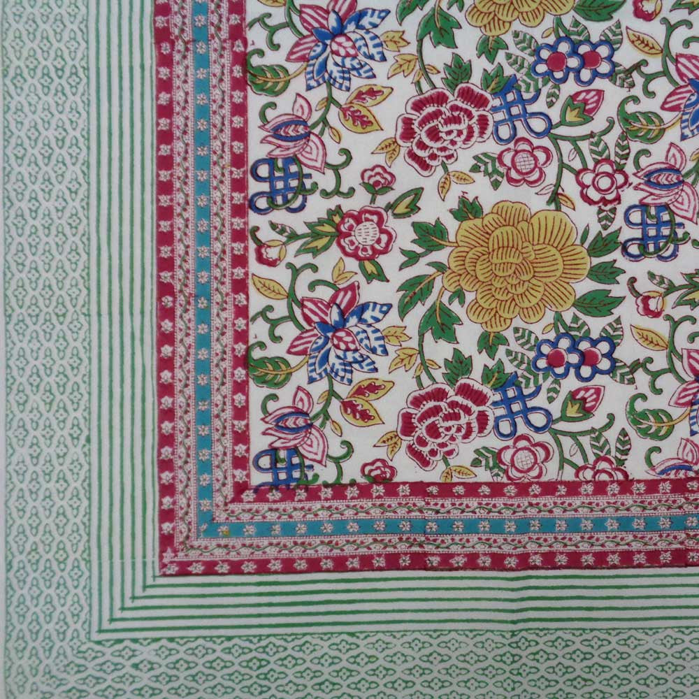 12 Seater Tablecloth ‚Äì 180x340 cms | Floral Canvas Blue Jade Open 106816