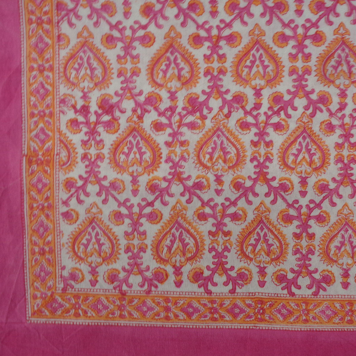 12 Seater Tablecloth ‚Äì 180x340 cms | Mughal Pink Orange 202523