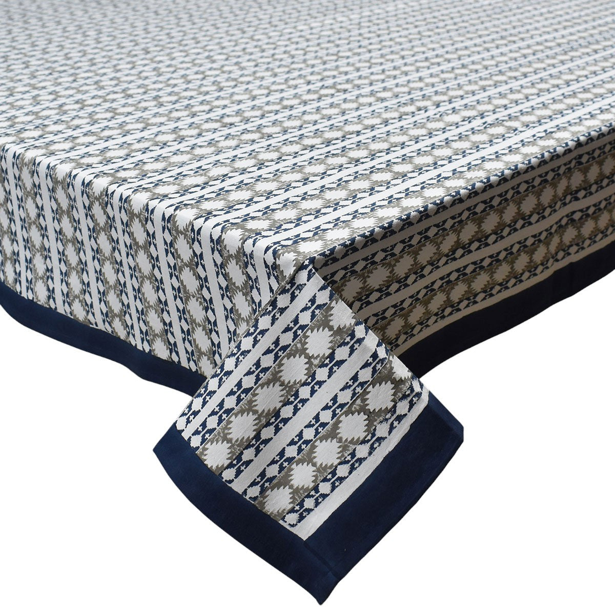 12 Seater Tablecloth ‚Äì 180x340 cms | Nordic Blue Greystone Stripe 202527