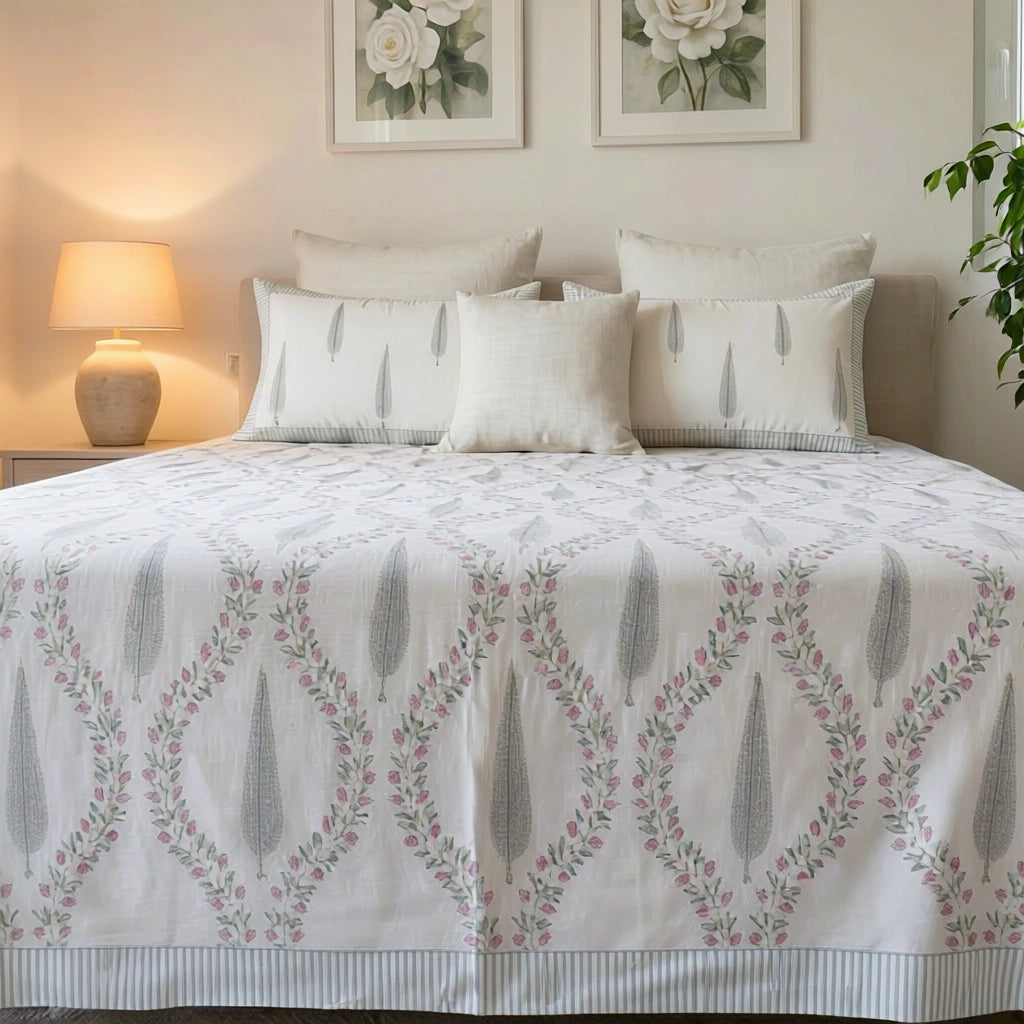 Fine Percale Cotton Bedding Double with 2 Pillow Cases |