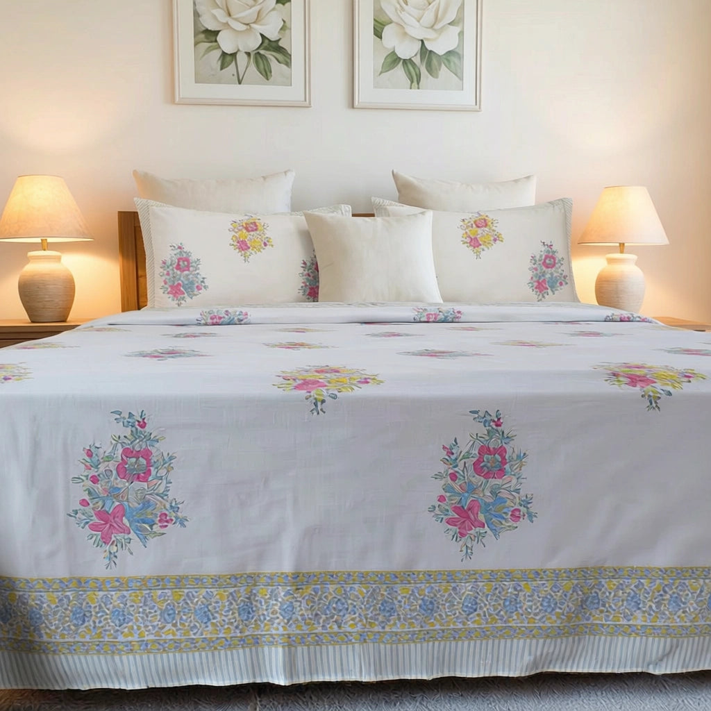 Premium Cotton Bed Sheets with 2 Pillow Cases