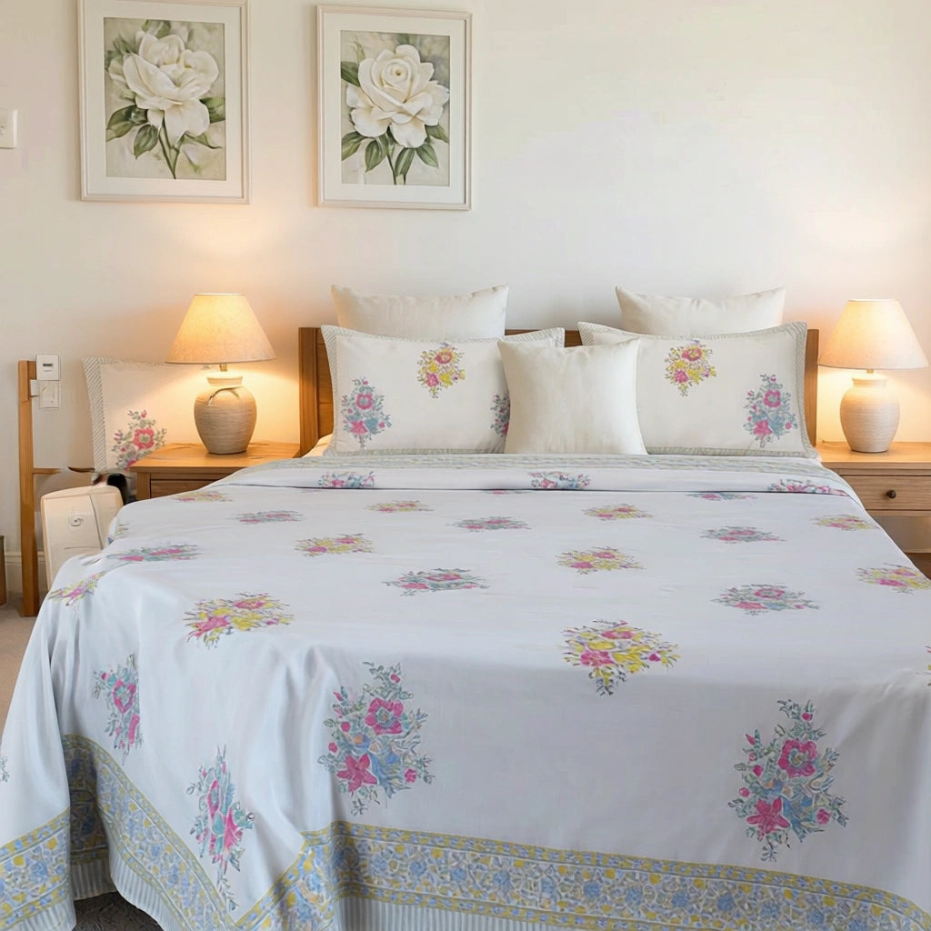 Premium Cotton Bed Sheets with 2 Pillow Cases