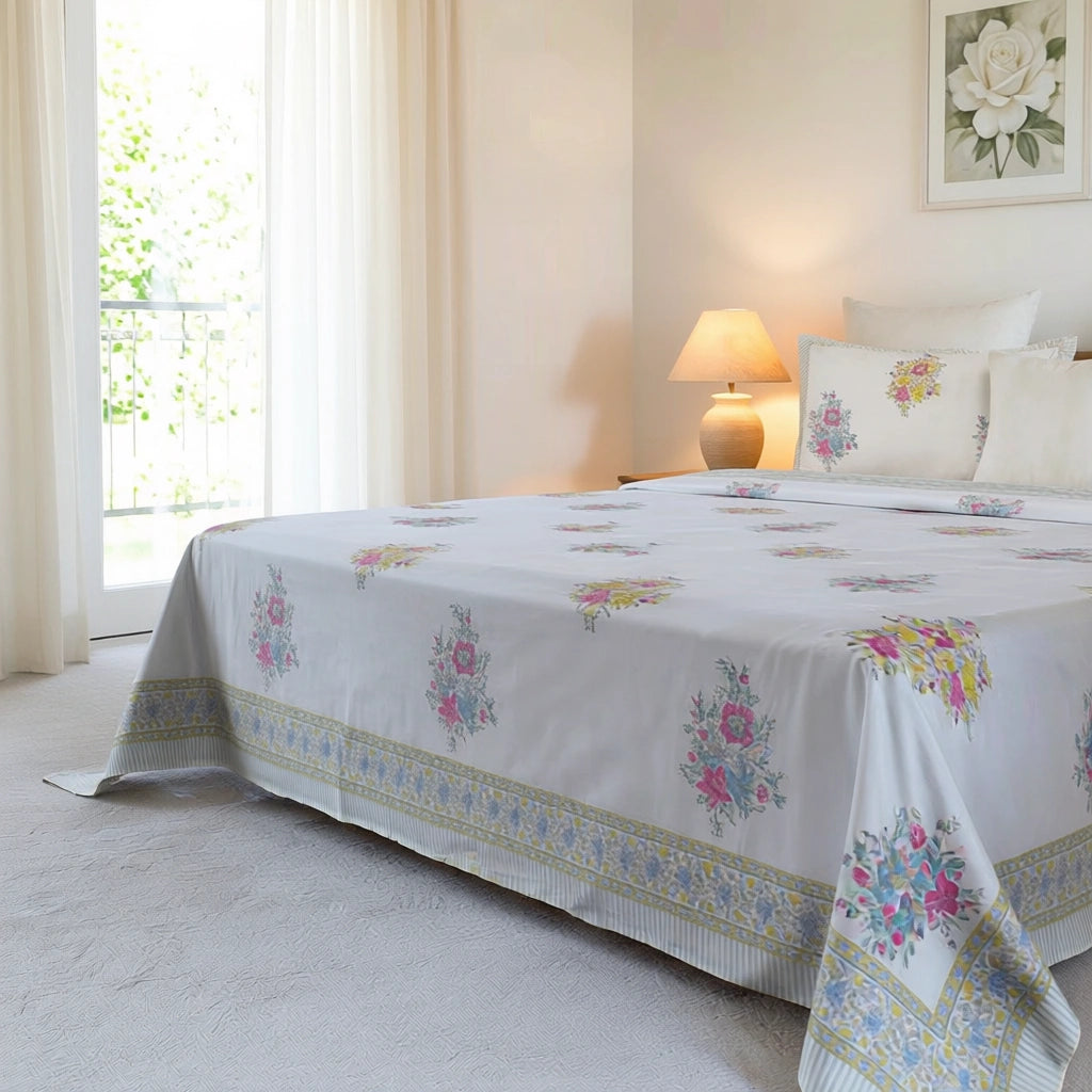 Premium Cotton Bed Sheets with 2 Pillow Cases