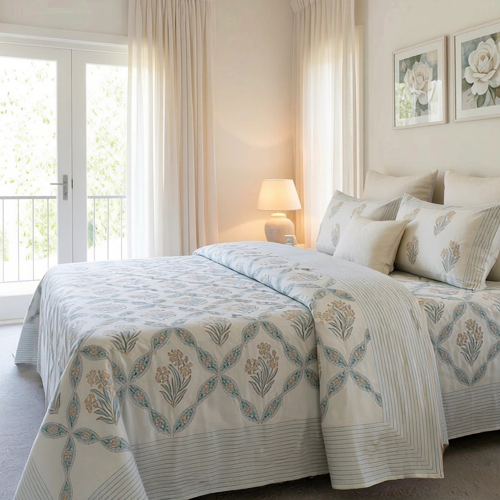Percale Cotton Bedspread with 2 Pillow Cases