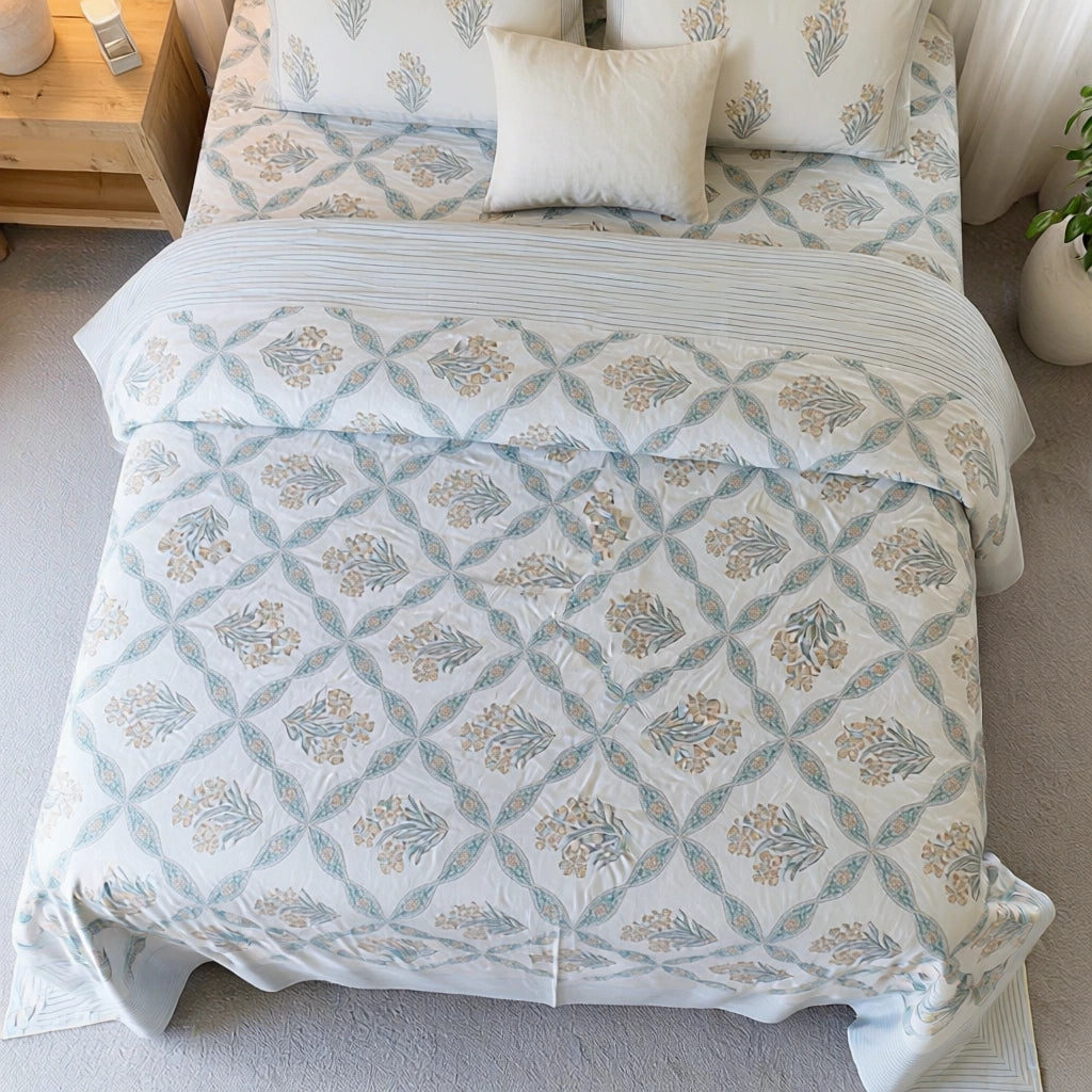 Percale Cotton Bedspread with 2 Pillow Cases