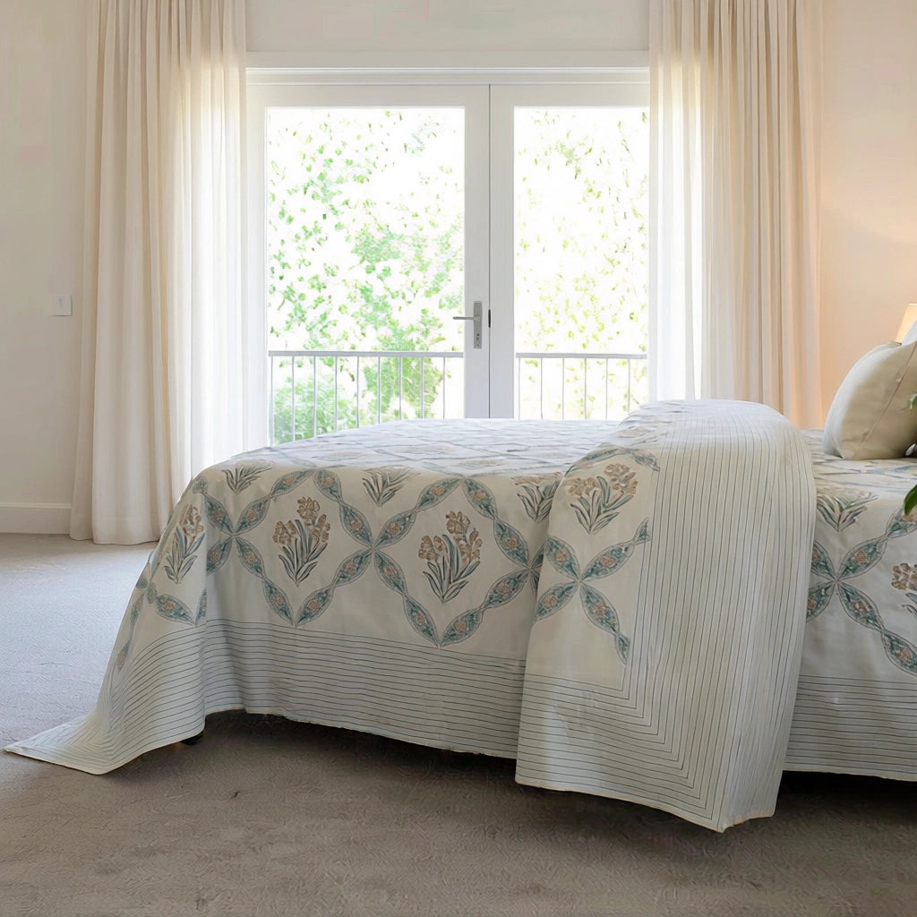 Percale Cotton Bedspread with 2 Pillow Cases