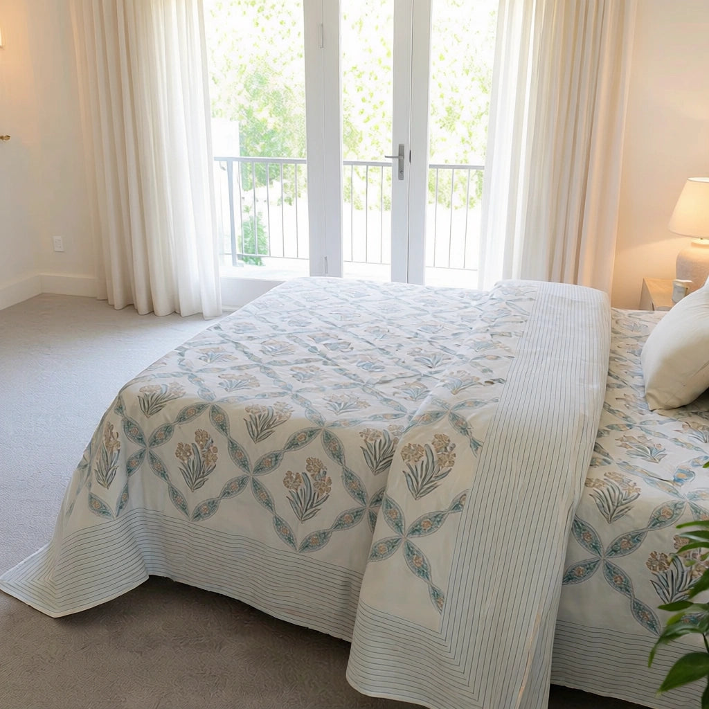Percale Cotton Bedspread with 2 Pillow Cases