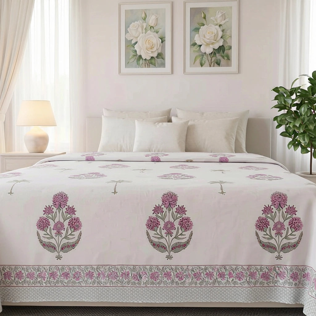 100% Fine Percale Cotton Bedspread with 2 Pillow Cases