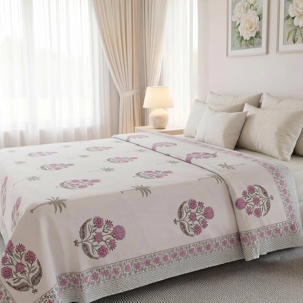 100% Fine Percale Cotton Bedspread with 2 Pillow Cases