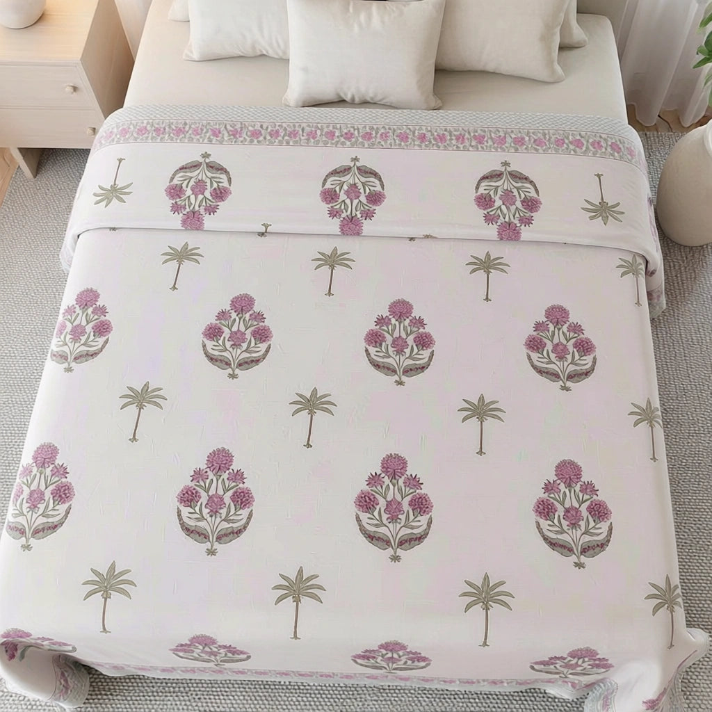 100% Fine Percale Cotton Bedspread with 2 Pillow Cases