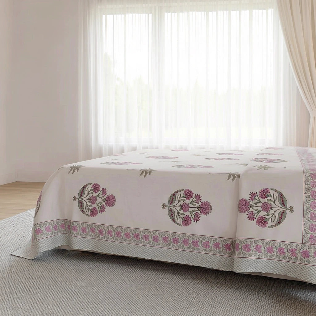 100% Fine Percale Cotton Bedspread with 2 Pillow Cases