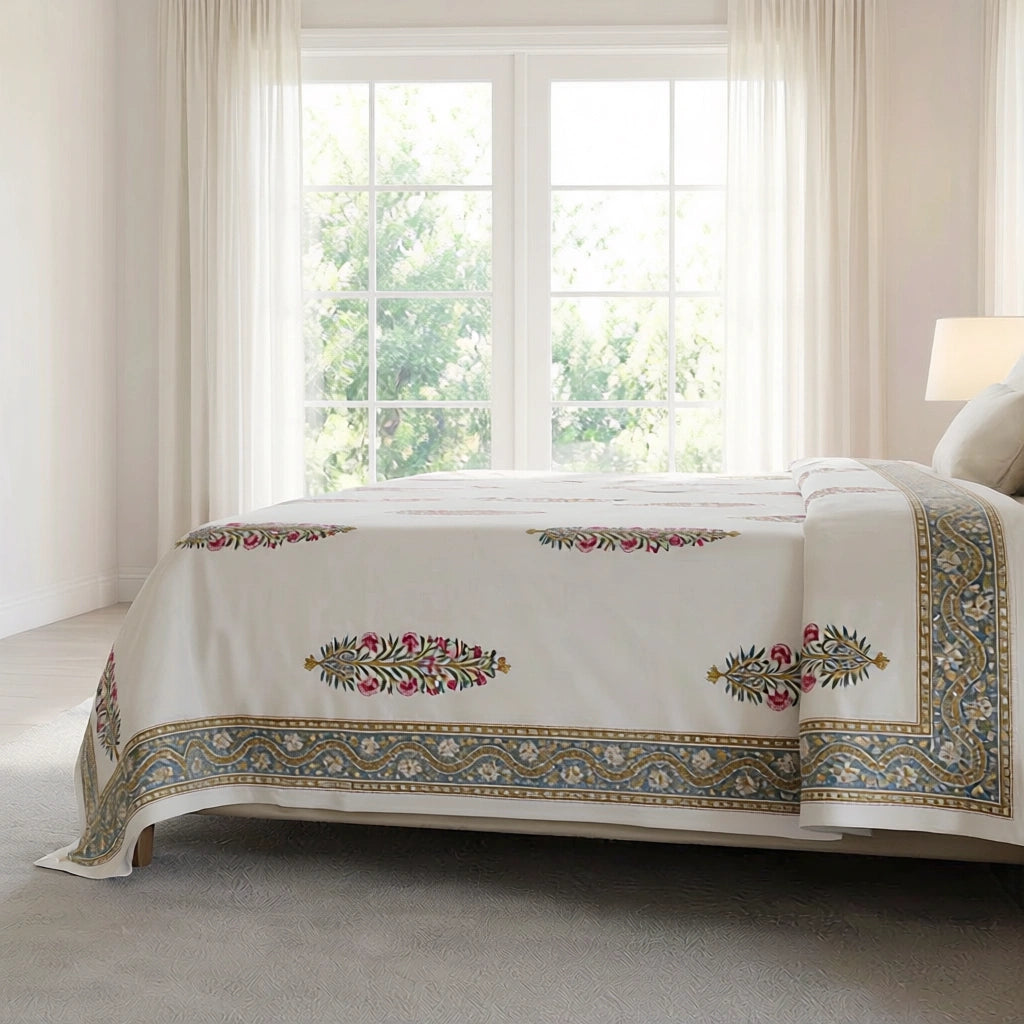 Durable Percale Cotton Sheet with 2 Pillow Cases