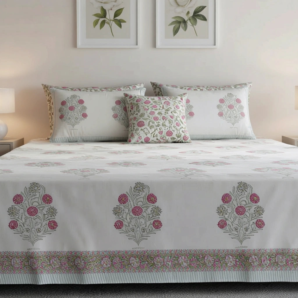 King Size Hand Block Bedding  | 200685