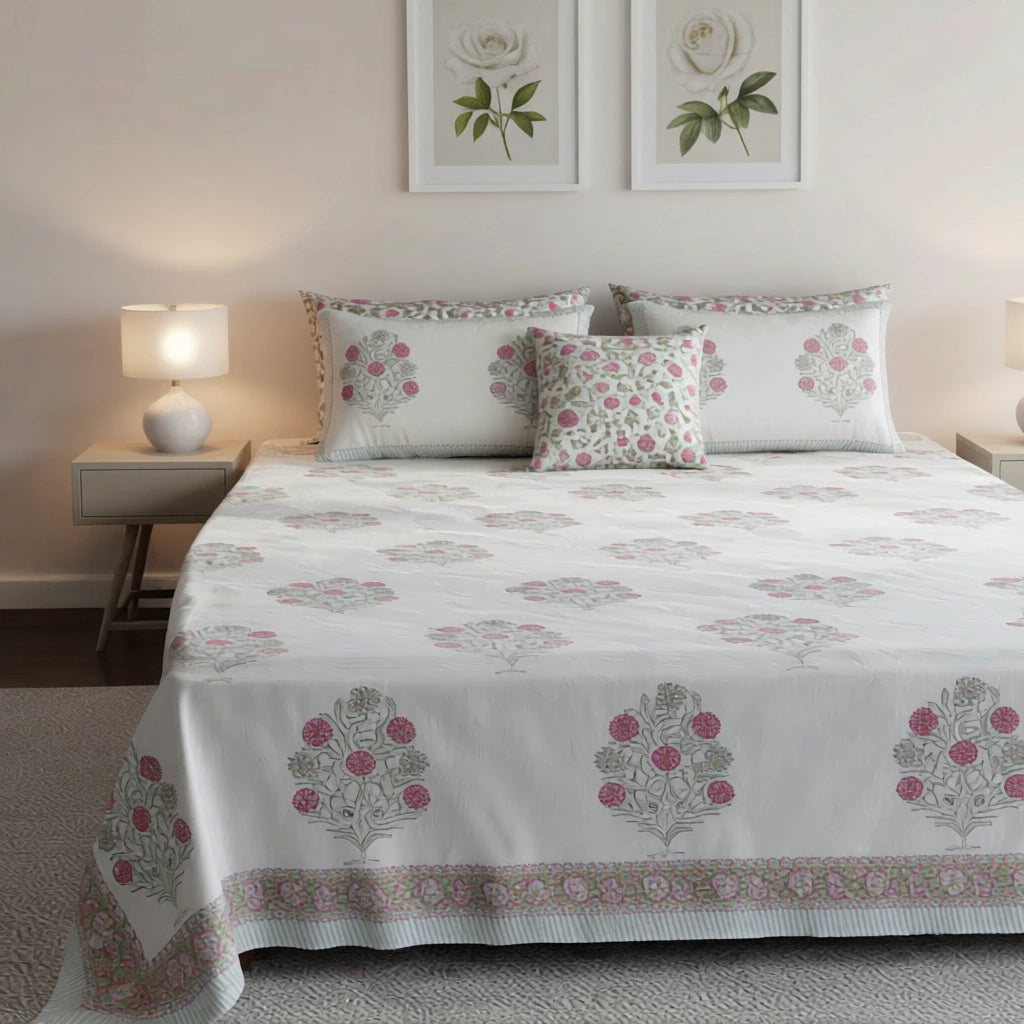 King Size Hand Block Bedding  | 200685
