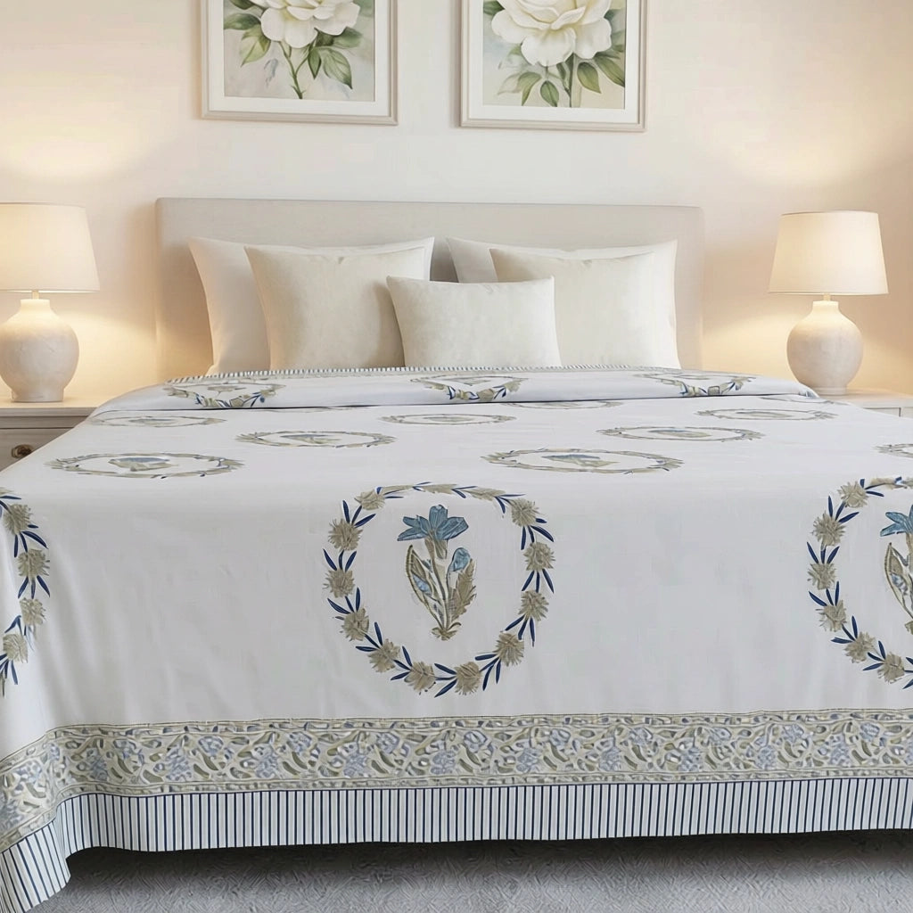 Exquisite Hand Block Print King Bedcover  | 200814