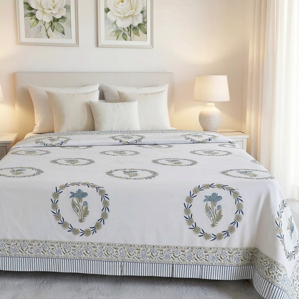 Exquisite Hand Block Print King Bedcover  | 200814