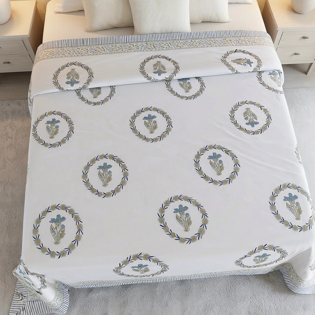 Exquisite Hand Block Print King Bedcover  | 200814