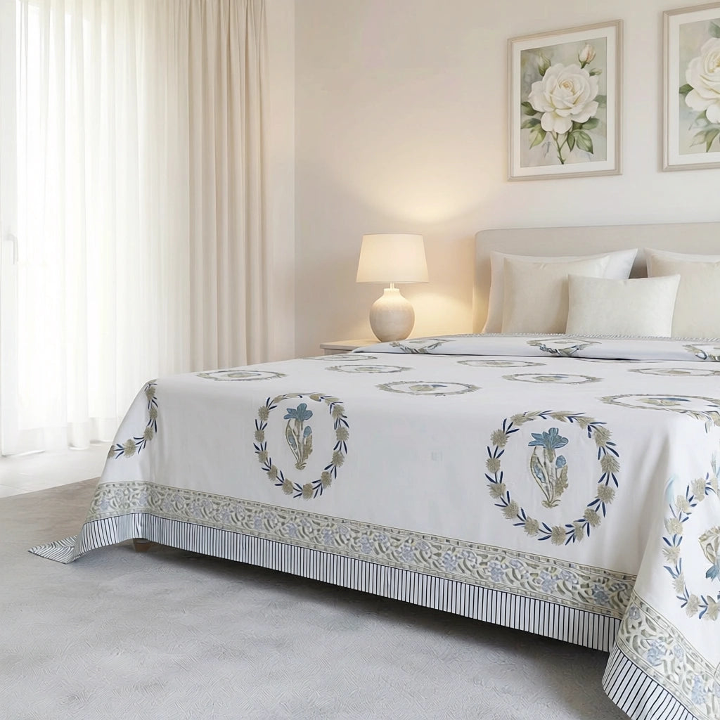 Exquisite Hand Block Print King Bedcover  | 200814