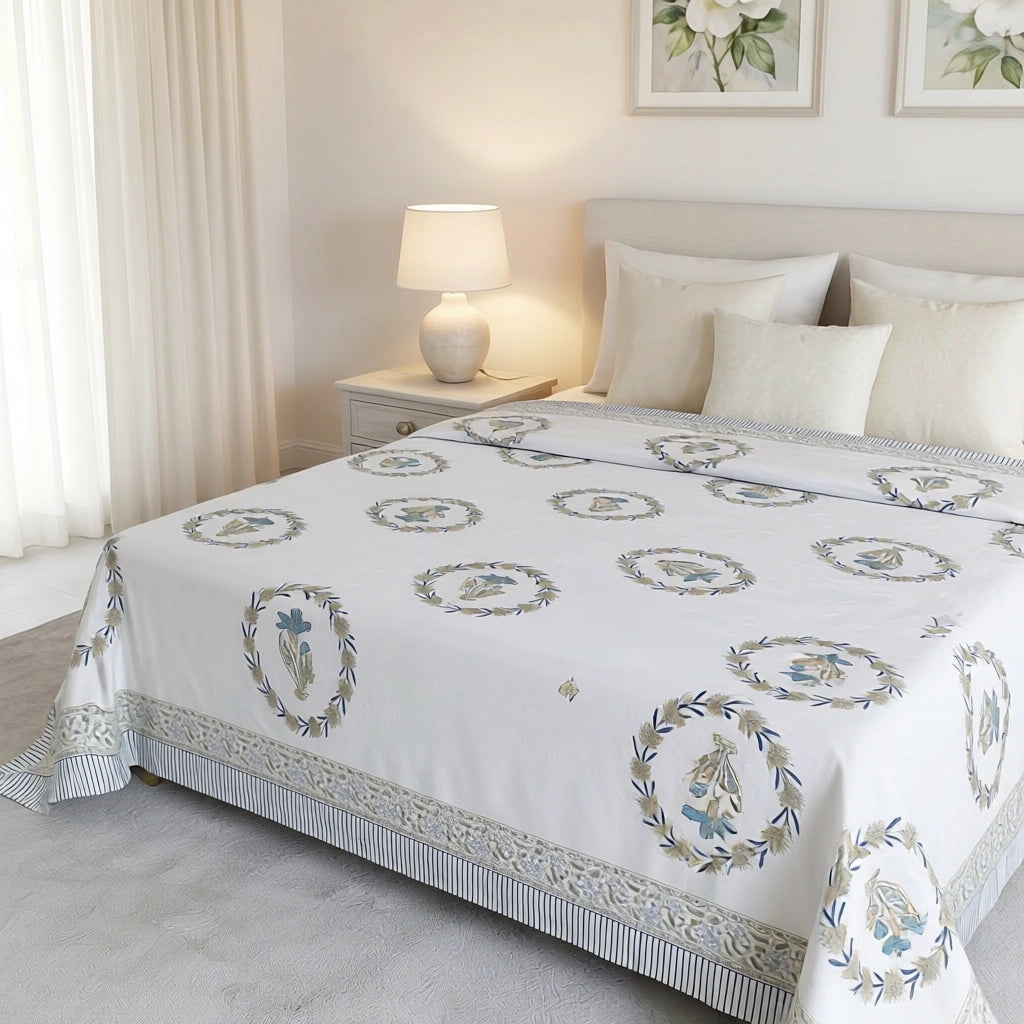 Exquisite Hand Block Print King Bedcover  | 200814