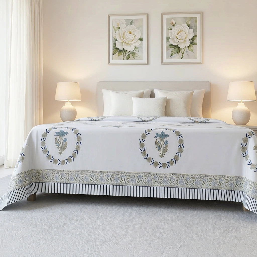 Exquisite Hand Block Print King Bedcover  | 200814