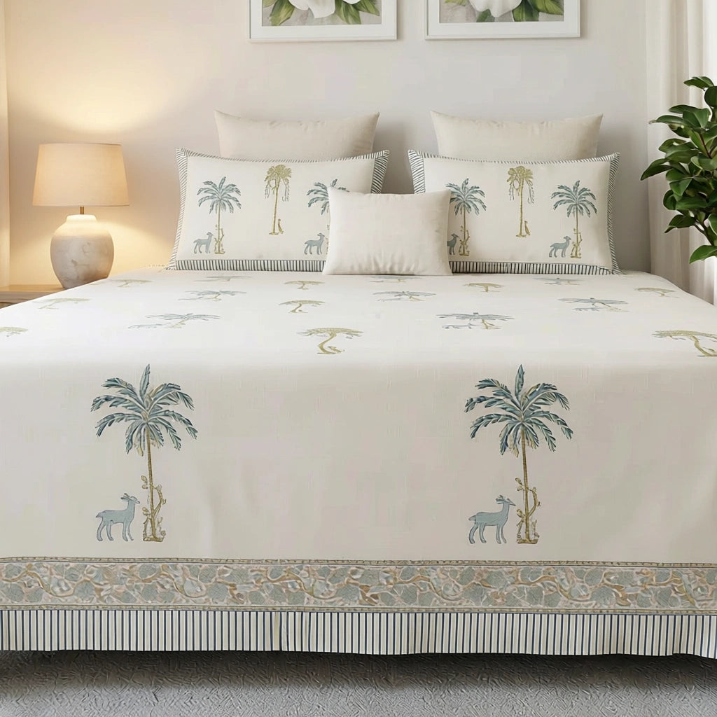 Exquisite Hand Block Print King Bedcover  | 200850