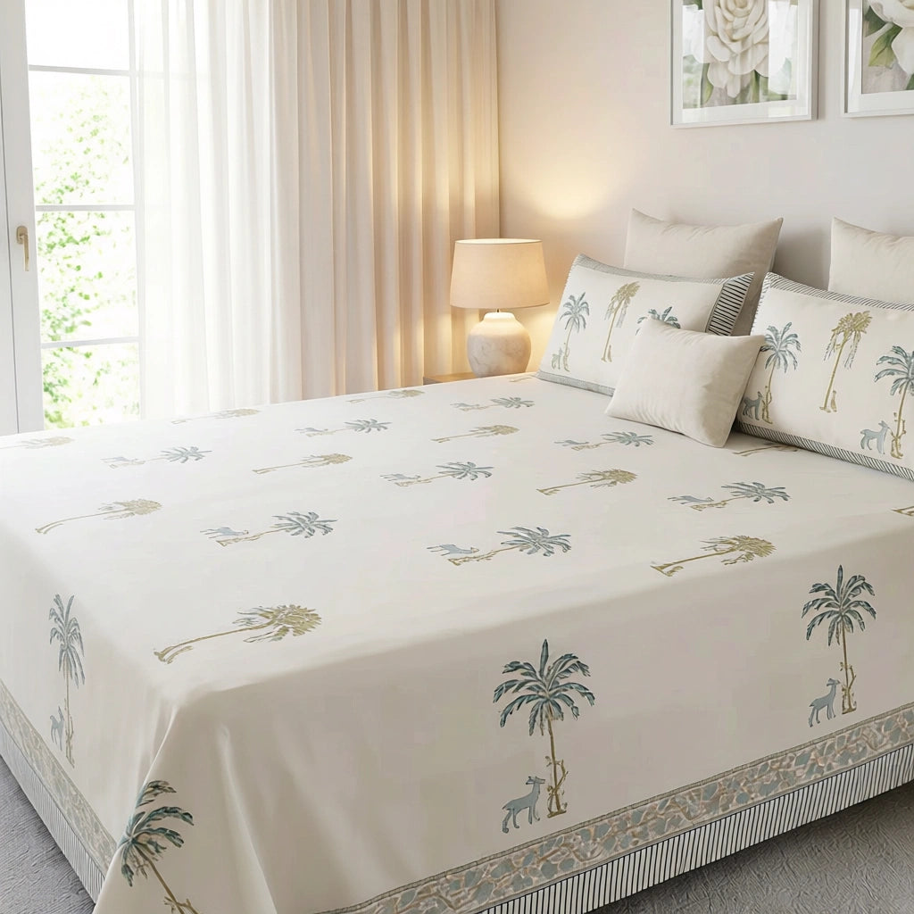 Exquisite Hand Block Print King Bedcover  | 200850