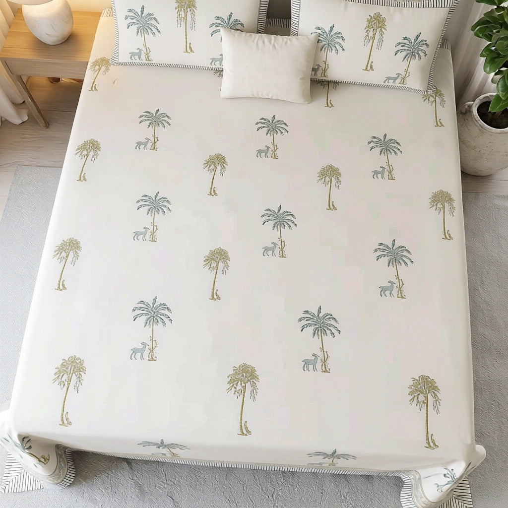 Exquisite Hand Block Print King Bedcover  | 200850
