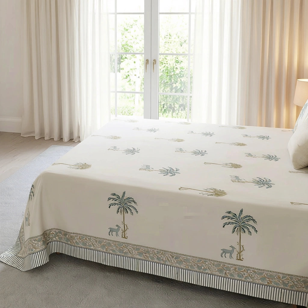 Exquisite Hand Block Print King Bedcover  | 200850