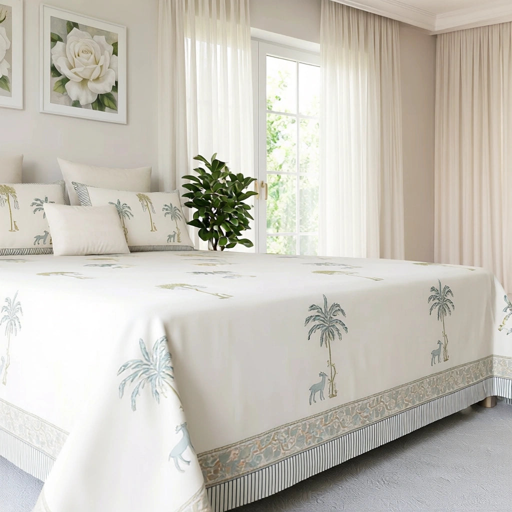 Exquisite Hand Block Print King Bedcover  | 200850