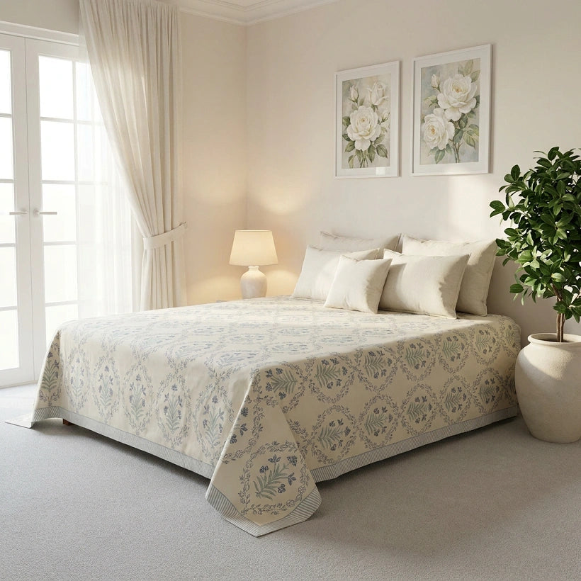 Exquisite Hand Block Print King Bedcover  | 200954