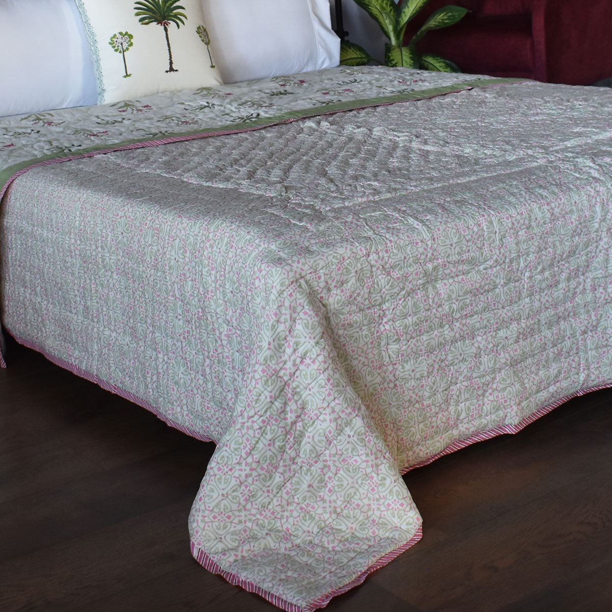 Hand Block Printed Cotton Queen Size Quilt | 202305