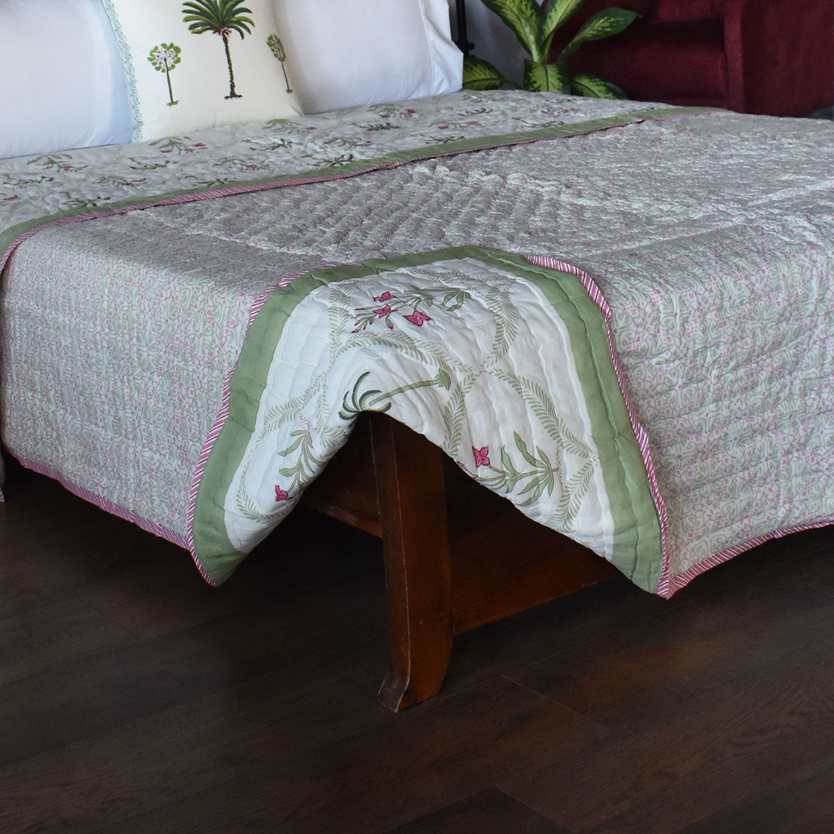 Hand Block Printed Cotton Queen Size Quilt | 202305