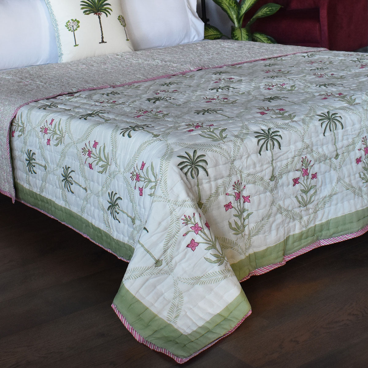 Hand Block Printed Cotton Queen Size Quilt | 202305