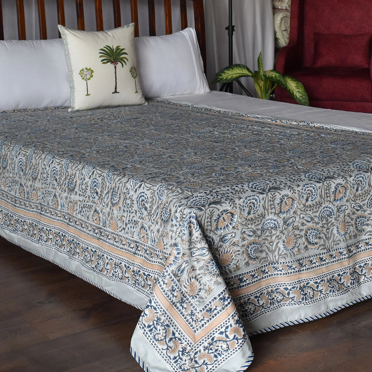 Hand Block Printed Cotton Twin Size Dohar | 260513