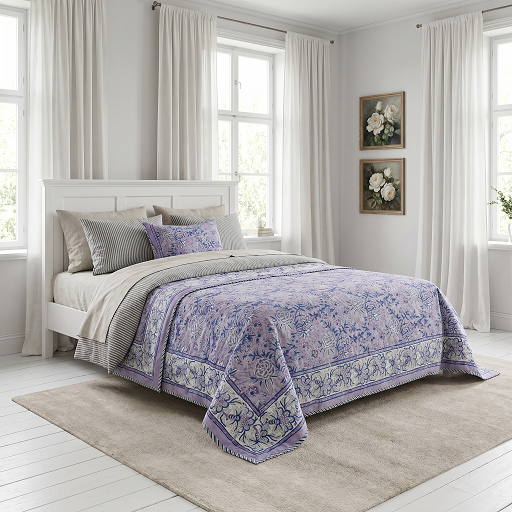 Indian Hand Block Printed Cotton Dohar Queen Size | 260609