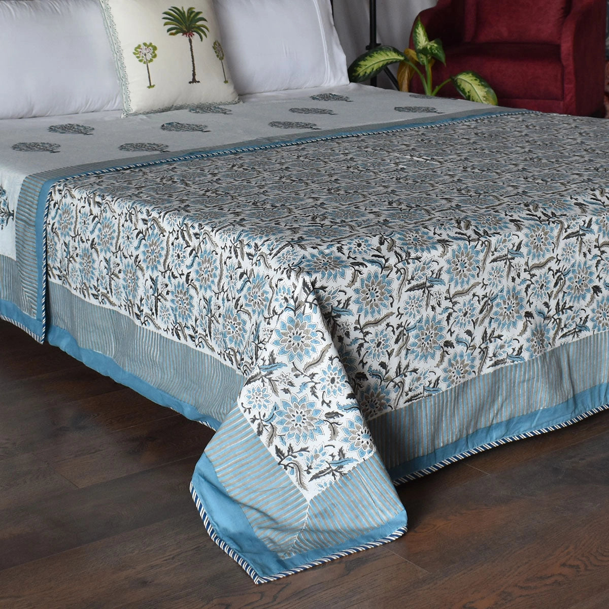 Indian Hand Block Printed Cotton Dohar Queen Size | 260610
