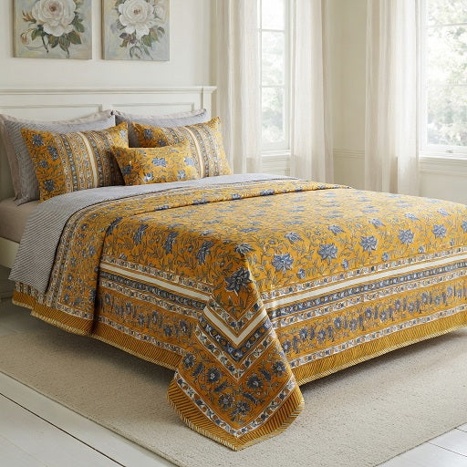 Indian Hand Block Printed Cotton Dohar Queen Size | 260614